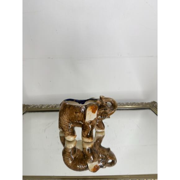 Vtg Mid-century Ceramic Elephant Figurine, Elephant Toothpick Holder or Q-tip - Picture 3 of 9